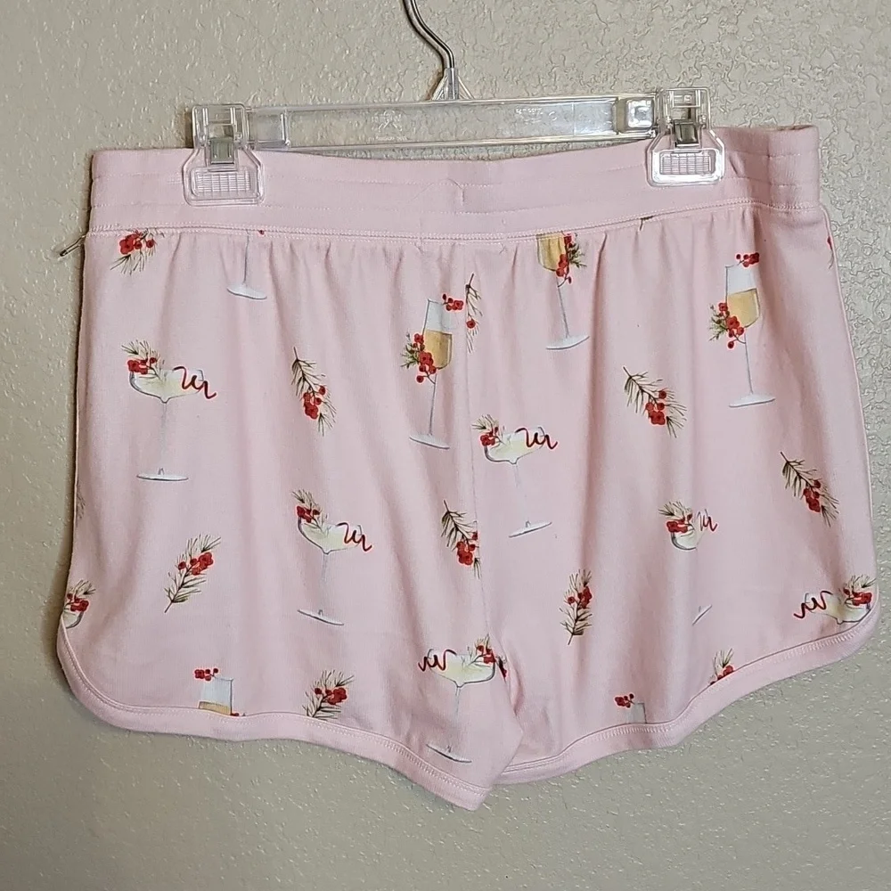 NWOT Pj Salvage Large Pink Christmas Cocktails Soft Boxers‎ Sleep Shorts - Picture 4 of 7